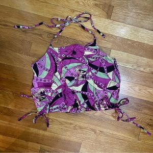 Retro Halter Top | Jr Size Large - Women’s Sz Small/Medium | 100% Rayon